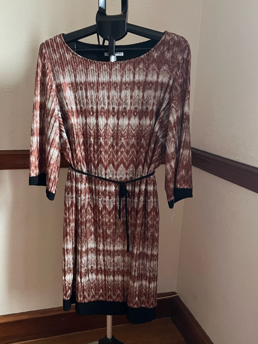 Studio One Mixed Metallic Tie Waist Dress NEW